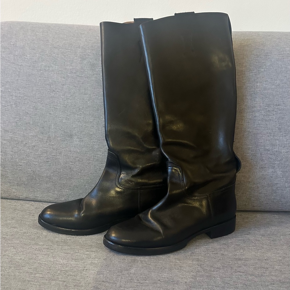 Rag and Bone Holly Black Leather Knee-High 18” Boots